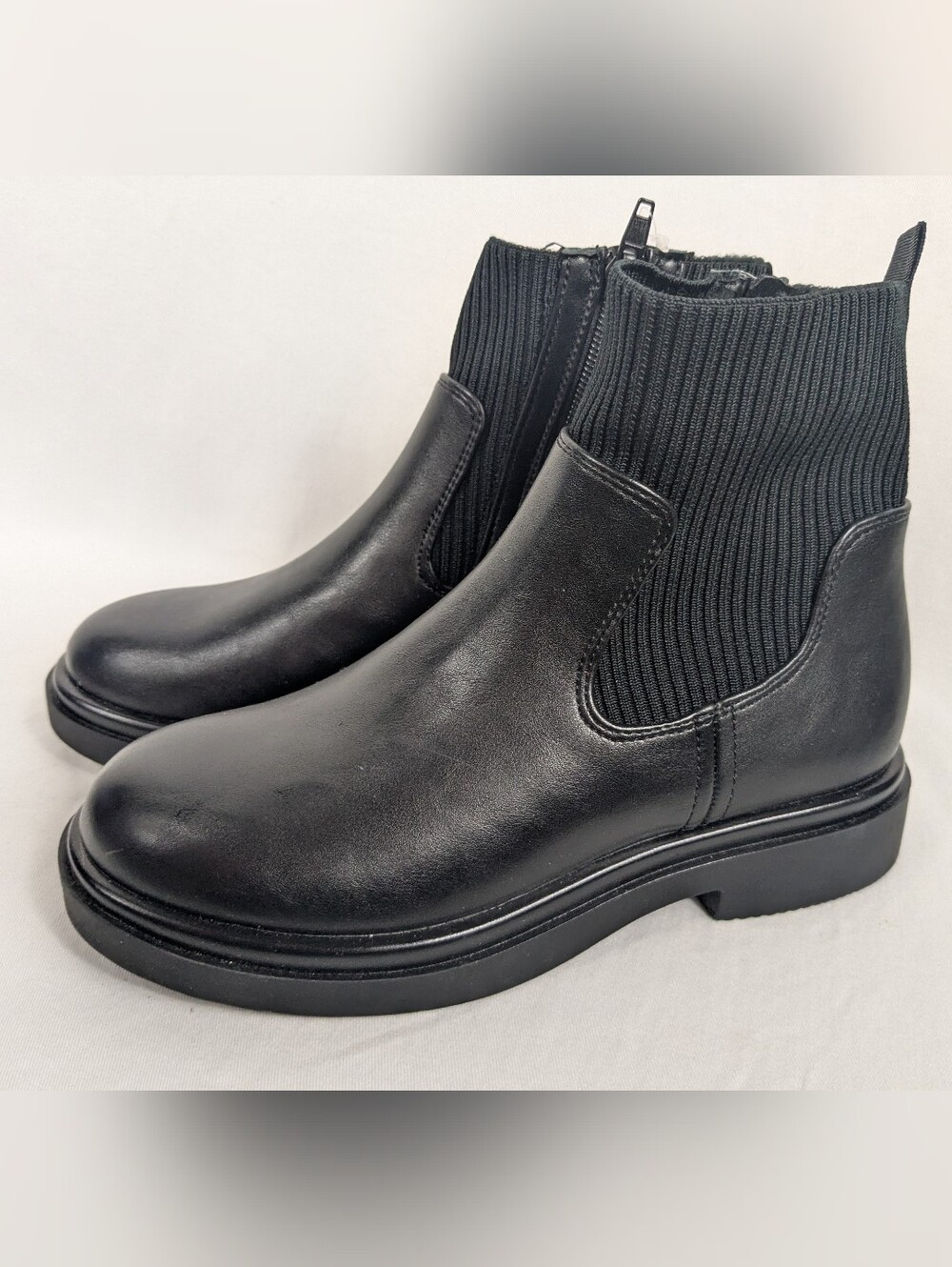 Black Faux Leather Chelsea Boots 6